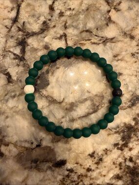 Lokai Dark Teal Beaded Bracelet with White and Black Accent Beads